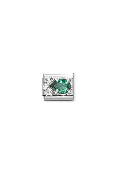 NOMİNATİON Composable CL steel, CZ and 925 sterling silver GREEN Drop Standart