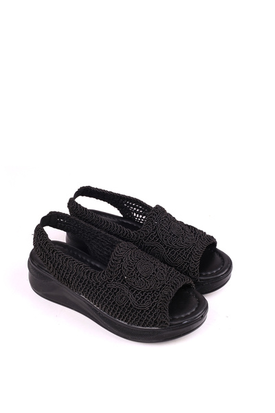 Walkenzo 4708 Women's 5 cm Wedge Heel Piece Knitwear Sandals