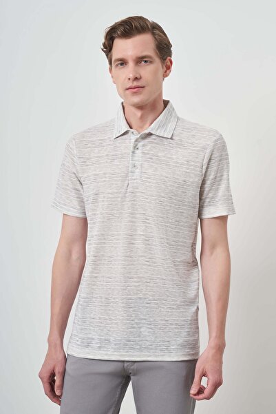 Morven Мъжка сива тениска с поло яка Trend Dynamic Fit