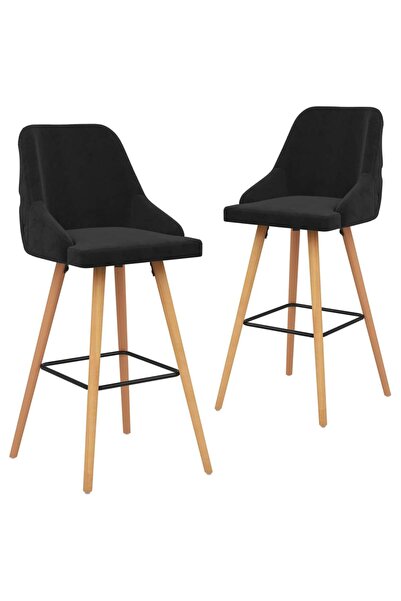 Concept Scaune de bar, 2 buc., negru, catifea