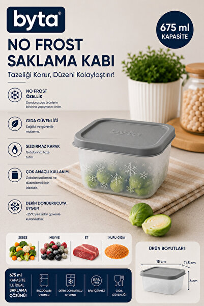 BYTA 675ml No Frost Food Storage Container with Lid Plastic Refrigerator and ...