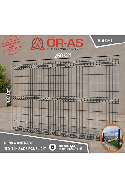 ÖR-AS TEL ÖRGÜ & PANEL ÇİT SİSTEMLERİ Bahçe Teli Panel Çit 150 cm x 250 cm = ...