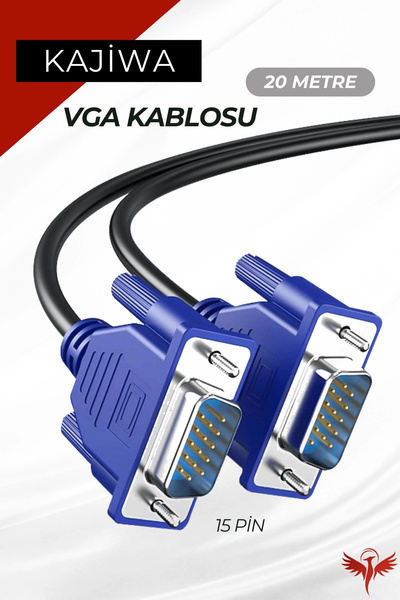 KAJİWA 20 Metre VGA Kablo Monitör-Pc Görüntü Kablosu Premium 20mt