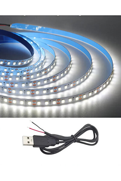 POWERR LED AYDINLATMA 5 Metre 5 Volt 2835 SMD 6500 K Beyaz İç Mekan 60 Ledli ...