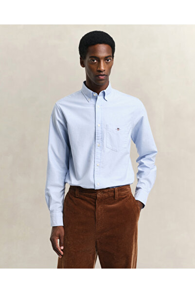 Gant Erkek Mavi Regular Fit Logolu Gömlek
