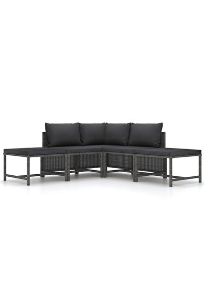 Concept Set canapea de grădină cu perne, 5 piese, gri, poliratan