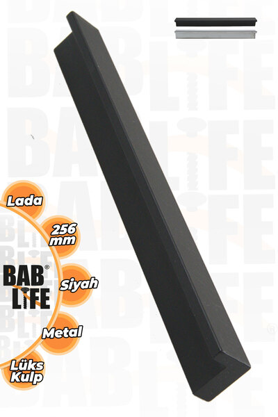 bablife Lada Alüminyum 256mm Siyah Lüks Çekmece Dolap Mobilya Kulpları