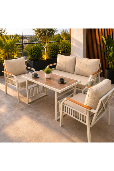 UFUK HOME Petunia 211 Masalı Cappuccino Bahçe & Balkon Mobilya Takımı Çay Set...