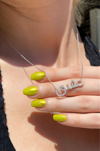 Spossy Silver Jewelry 925 Ayar Gümüş, Silver, Arapça Aşk Yazılı Kolye
