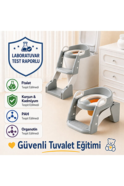 DEKOHOP Çocuk Tuvalet Eğitimi Katlanır Klozet Adaptörü Ve Lazımlık Merdivenli...