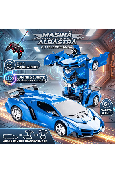 LEAN 2-in-1 Remote Control Transformer Car Transforms into Robot, Lights and ...
