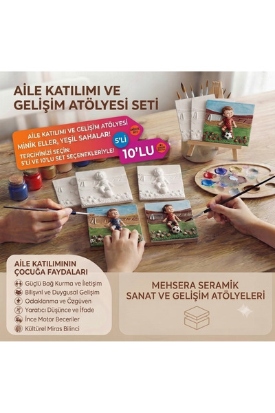 5'li Etkinlik Paketi - Çocuklar İçin Taş Boyama Seti (Her Pakette Figür + 6'lı Akrilik Boya ve Fırça)
