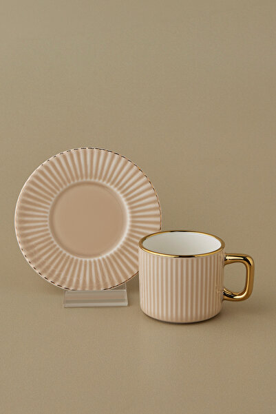 Karaca Massimo Beige 6-Person Coffee Cup Set 90 ml