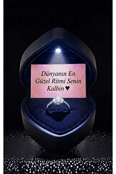 HKN AVM ACCESSORİES Işıklı Kalpli Kutuda Ciddi İlişki Yüzüğü Işıltılı Kalpli ...
