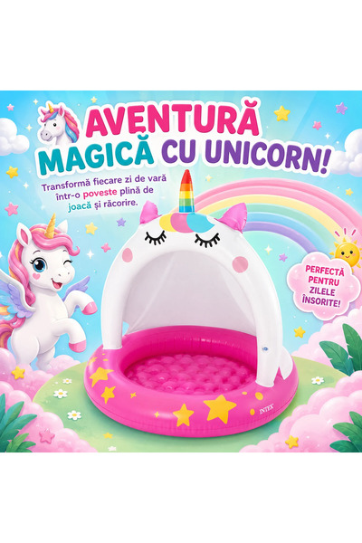 Intex Piscină gonflabilă pentru bebeluși - Unicorn Pisicuță, 102 x 102 cm