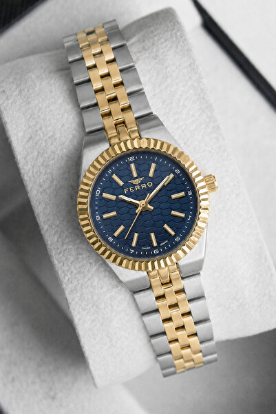 FERRO Yellow and Silver Steel Cord Women's Wristwatch Fl40176A-D3 3 Atm Water...