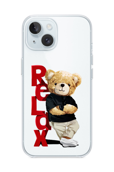 3GEN CASE iPhone 13/iPhone 14 Uyumlu Relax Sevimli Ayı Desenli Şeffaf Silikon...