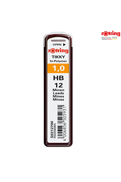 Rotring Set 12 mine creion 1.0mm HB cu Rezistenta Extra la Rupere, pentru Scr...