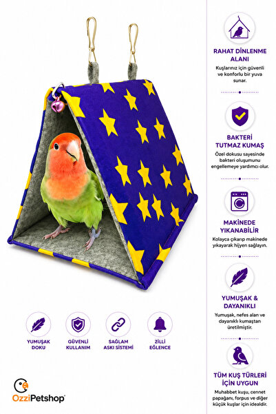ozzipetshop Muhabbet Kuşu Hamak Yatak - Cennet & Forpus Papağanı Için Bakteri...