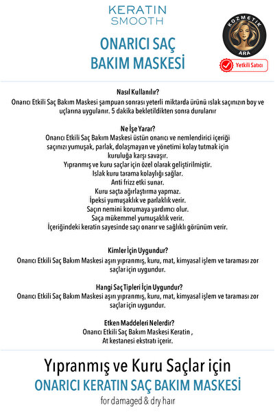 Okay Saç Bakım Maskesi Smooth Keratin 500ml Profesyonel