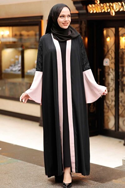 Neva Style عباية بودرة بتفاصيل الأكمام 55510PD