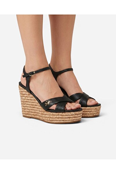 Steve Madden CYLO BLACK LEAT Kadın Siyah Topuklu Sandalet CYLO