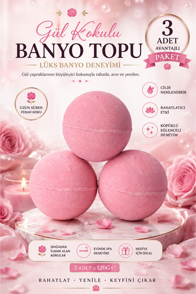 bath box Bathbox 3'lü Banyo Topu Ve Nem Bombası Jakuzi Küvet Manikür Topu Set...