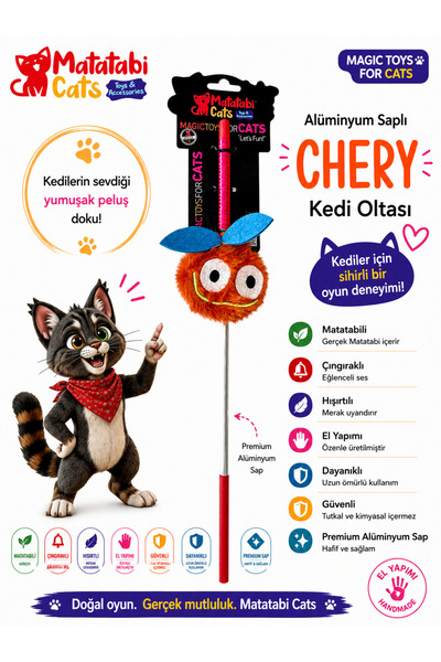 MATATABİ CATS Matatabi Cats CHERY قضيب صيد السمك من الألومنيوم للقطط (يتضمن M...