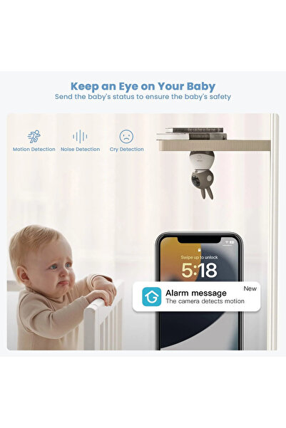 ie Geek Camera de supraveghere bebelusi si copii ieGeek Baby 1T cu monitor video fără fir, detecție mișcare și sunet, 300m