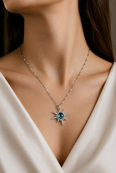 Bidi House Zircon Stone Pole Star Model Women's Necklace 316L Steel 45cm