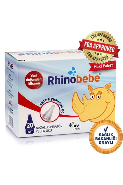 Rhinobebe Bebek Burun Aspiratörü Yedek Uç Tüm Markalar Ile Uyumlu 1 Paket (20...