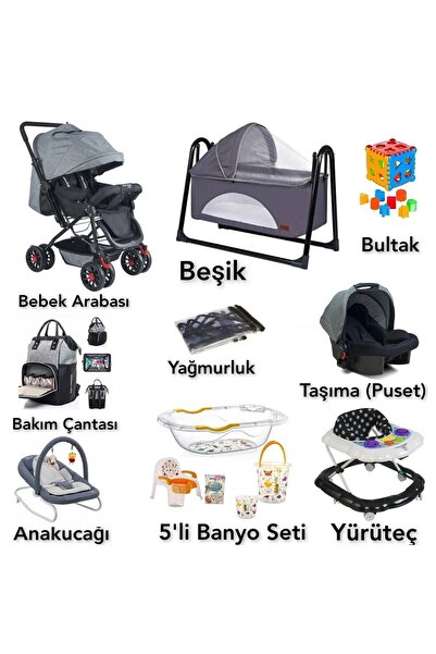 4KİDS Beşik Bebek Çeyiz Seti 13 Parça Çift Yön Bebek Arabası Beşik Ana Kucağı...