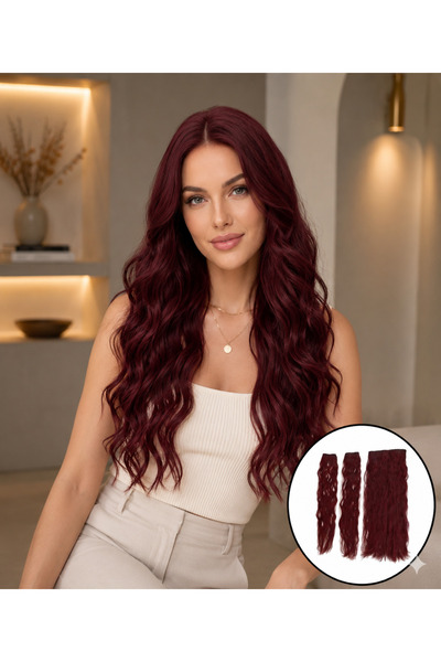 Makromehome Kızıl Afro Dalgalı Yarım Ay Fiber Sentetik Çıt Çıt – Renk No:850a