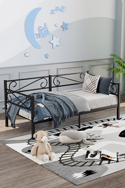 Mobpazar Luna Daybed Metal Karyola – Siyah Ölçü Seçenekli | Yan & Arka Ferfor...