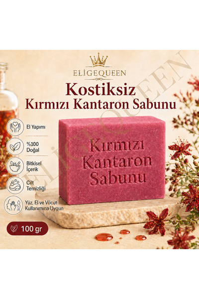 ELİGEQUEEN Red St. John's Wort Soap Without Fragrance 100Gr Handmade with Nat...