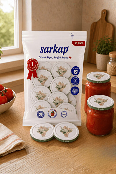 Sarkap Hijyenik Paketli 10 adet Kavanoz Kapağı – Yeşil Buket – 82 mm