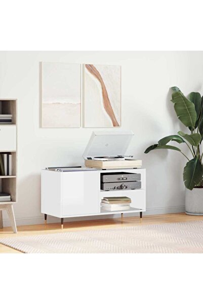 Concept Dulapuri pentru discuri alb lucios 85x38x48 cm lemn prelucrat