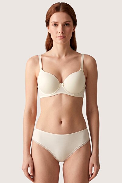 hadiora Women's White Non-Padded Non-Marking Cotton Bra Set
