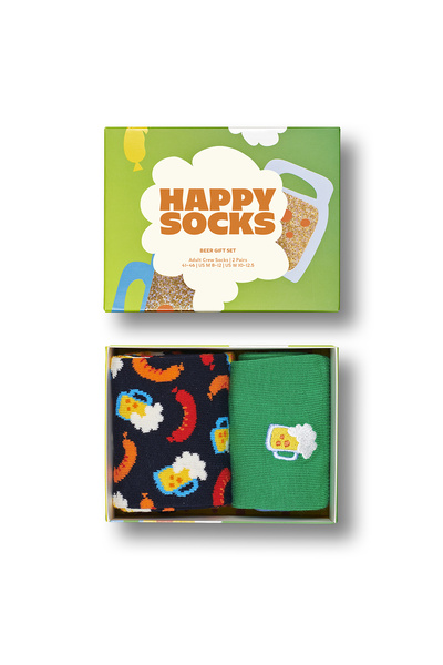 Derimod Happy Socks Ανδρικές κάλτσες με πολύχρωμα σχέδια από βαμβάκι, σετ 2 τ...