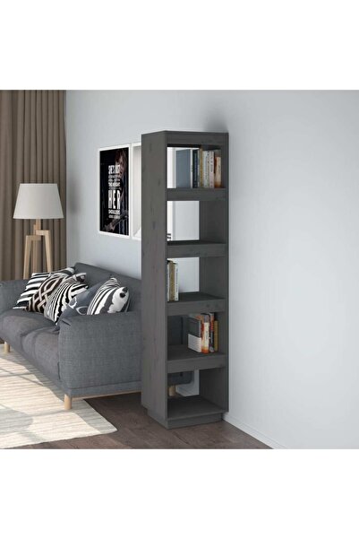 Concept Bibliotecă/Separator cameră gri 40x35x167 cm lemn masiv de pin