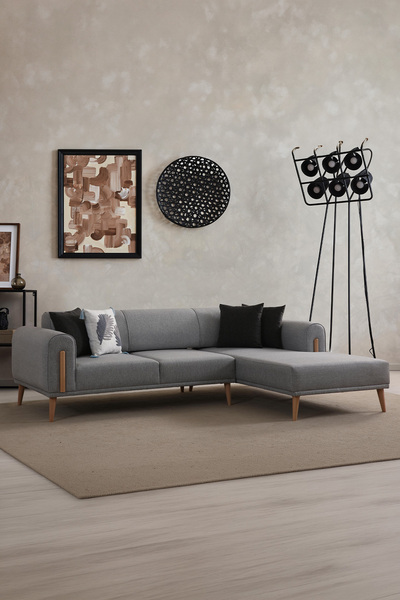 Ak sofa LEON SAĞ KÖŞE AÇIK GRİ