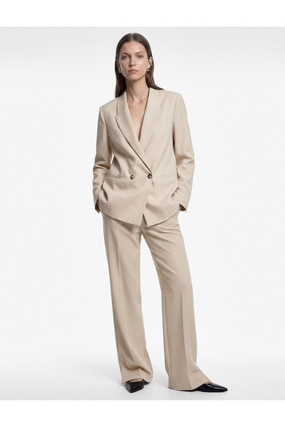 Koton Slit Detailed Crepe Fabric Wide Leg Trousers