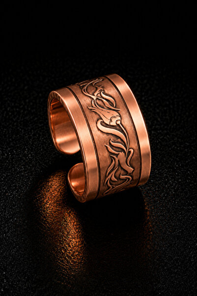 İyyaKee Men's and Women's Copper Ring Tulip Model Patterned Copper Ring