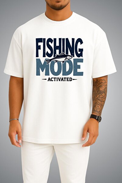 Bahriyeli Collection Oversize Fishing Mode Activated Chest Printed Unisex T-S...