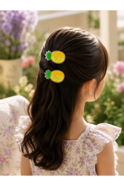 Les Petites Mains Juicy Glitter Pineapple Hair Clip |   Sparkling Acrylic Sum...