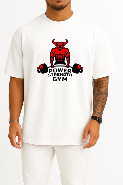 Bahriyeli Collection قصة فضفاضة تي شيرت للجنسين من Power Strength للصدر والظه...