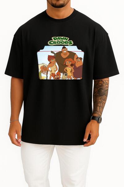 Bahriyeli Collection Oversize Dawn of the Croods Chest Design Unisex T-Shirt