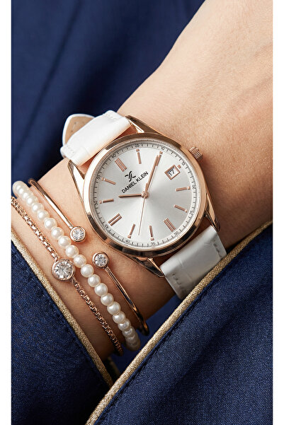 Daniel Klein Premium White Leather Watch for Women DK.6.14135-5
