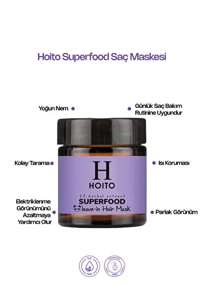 Hoito Superfood Leave-In Hair Mask (100 ml) - Besleyici & Onarıcı Durulanmayan Saç Bakım Maskesi