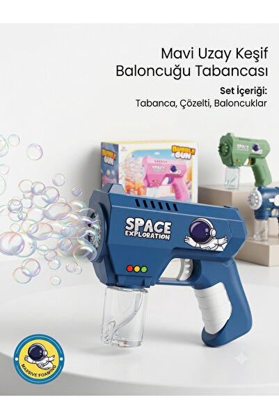 oyuncakchi Işıklı Otomatik Sürekli Köpük Çıkaran Baloncuk Tabancası 6 Delikli...